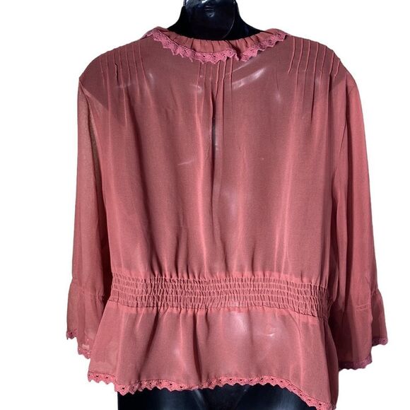 Soft surroundings women’s large Adelaide cardigan sheer floral embroidered pleat - Picture 5 of 7